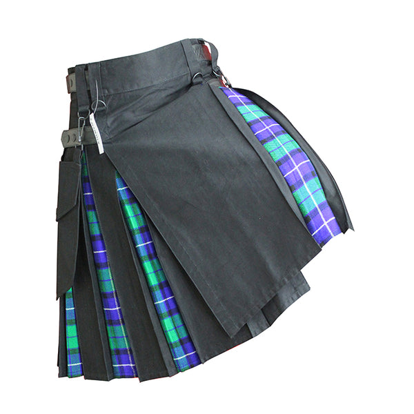 Hybrid Kilt Black With Tartan