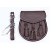 Brown Leather Sporran Three Tassels With Chain Belt