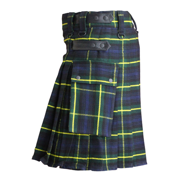 Gordon Tartan Contemporary Utility Kilt Heavy Weight 16oz With Leather Strap
