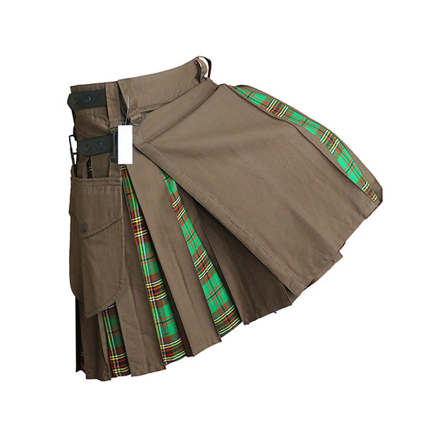 Hybrid Kilt Brown With Tartan
