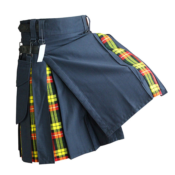 Hybrid Kilt Navy With Tartan