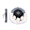 Rabbit Skin Sporran White And Black With 3 Tassels And Thistle Badge