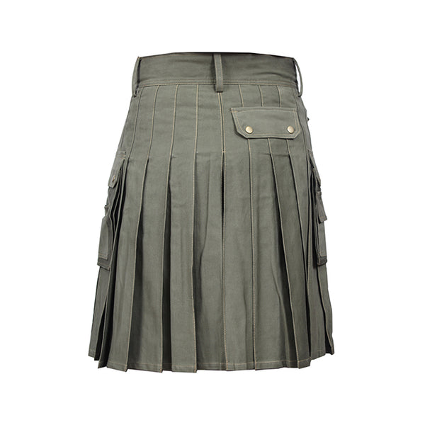 Classic Men Utility Kilt Heavy Cotton Olive Green Color