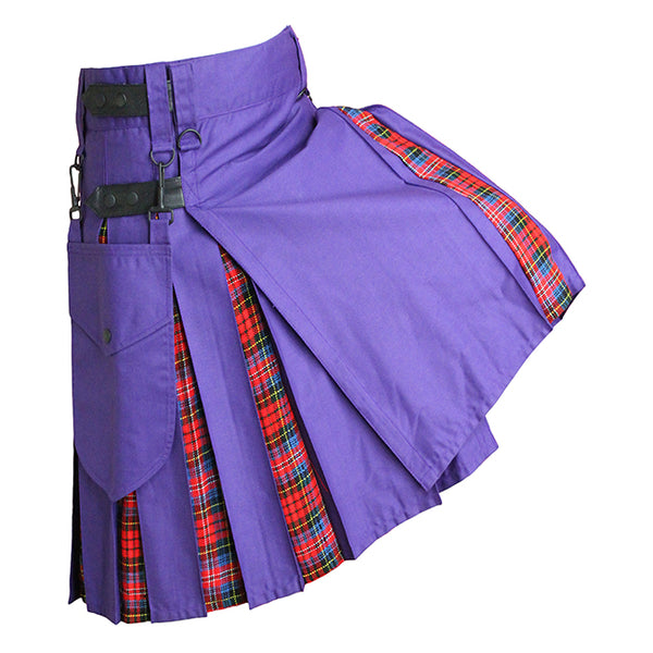 Hybrid Kilt Olive Purple With Tartan