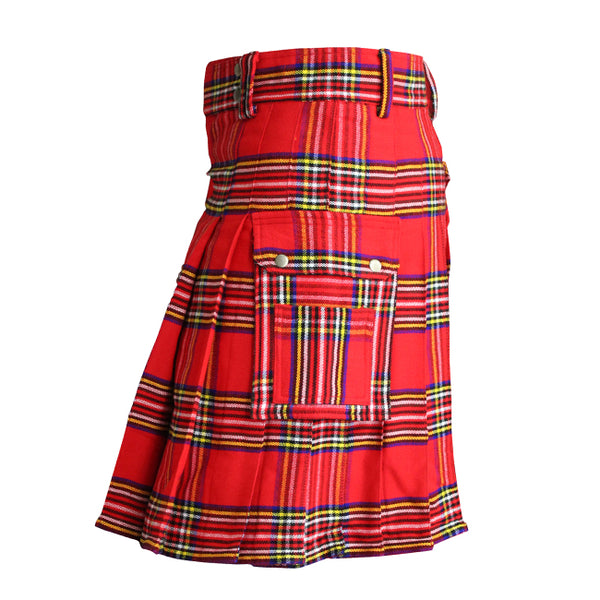 Royal Stewart Tartan Contemporary Utility Kilt Heavy Weight 16oz With Buckle Strap