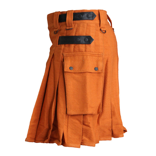 Saffron Tartan Contemporary Utility Kilt Heavy Weight 16oz With Leather Strap