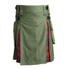 Hybrid Kilt Olive Green With Tartan