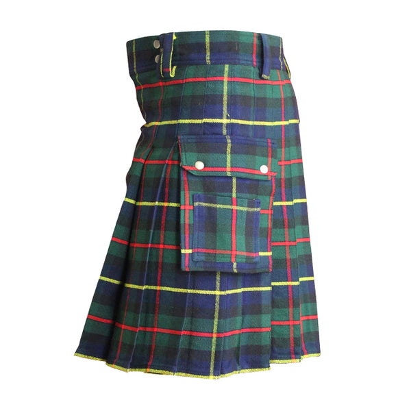 MacLeod Of Harris Tartan Contemporary Utility Kilt Heavy Weight 16oz With Buckle Strap