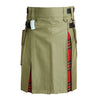 Hybrid Kilt Khaki With Tartan