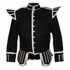 Black Pipe Band Doublet With Silver Braid Trim