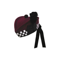 Maroon Glengarry Hat with White/Maroon Dicing