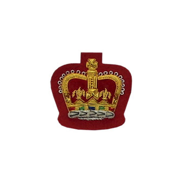 Queens Crown Badge Gold Bullion on Red