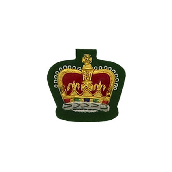 Queens Crown Badge Gold Bullion on Green