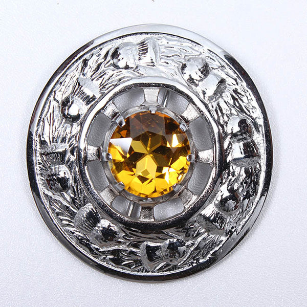 Thistle Design Brooch With Stone