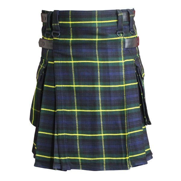 Gordon Tartan Contemporary Utility Kilt Heavy Weight 16oz With Leather Strap