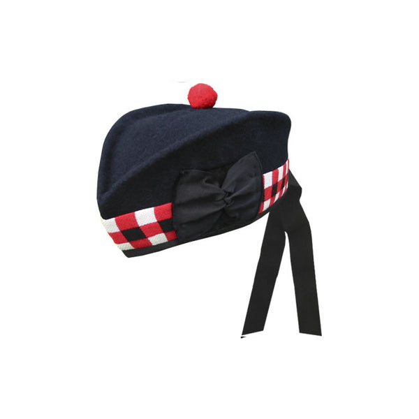 Navy Glengarry Hat with White/Red/Black Dicing