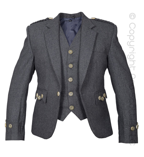 Grey Blazer Argyll Jacket & Vest Pure Wool
