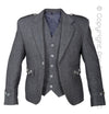 Black Grey Tweed Argyll Jacket & Vest Pure Wool