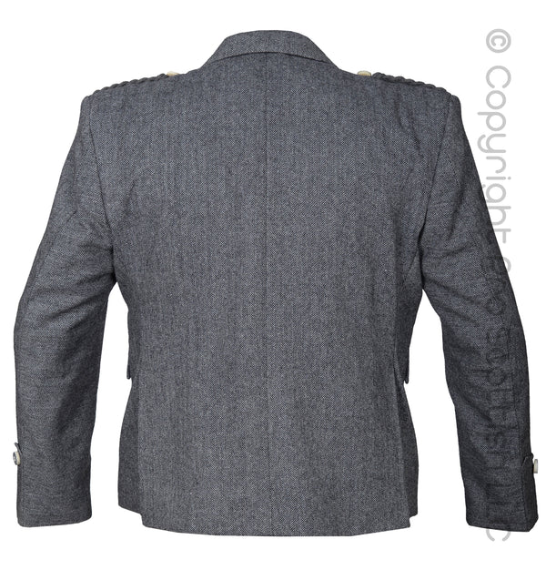 Black Grey Tweed Argyll Jacket & Vest Pure Wool