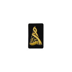 Bagpipe Badge Gold Bullion on Black