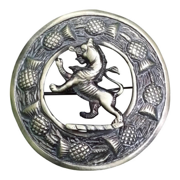 Scottish Plaid Brooch Antique Finish Lion Rampant