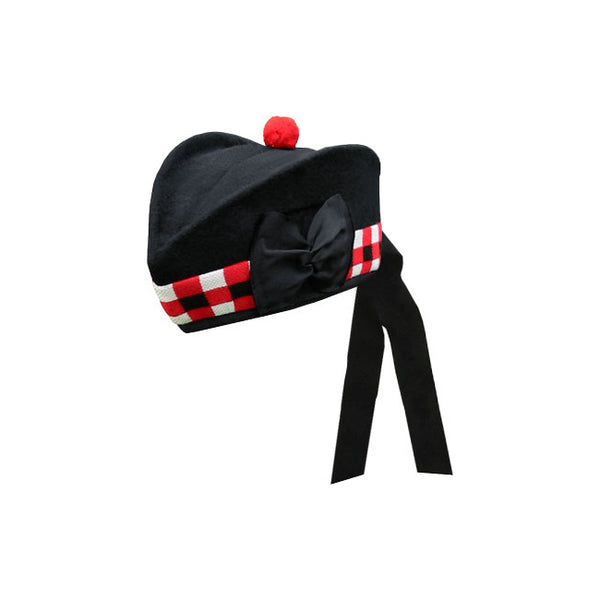 Black Glengarry Hat With White/Red/Black Dicing
