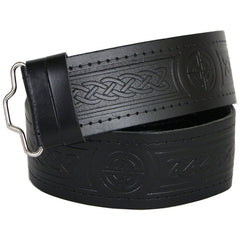 Swirl Celtic Embossed Kilt Belt In Leather