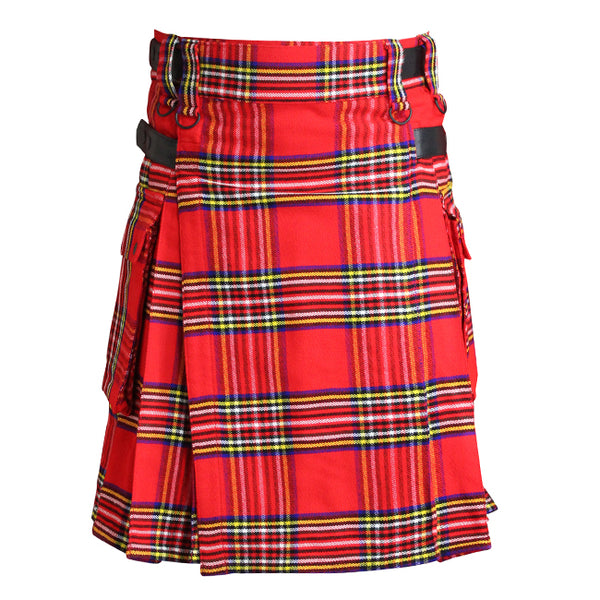 Royal Stewart Tartan Contemporary Utility Kilt Heavy Weight 16oz With Leather Strap