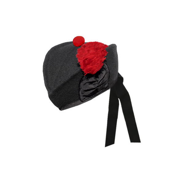 Black Glengarry Hat With Red Toorie