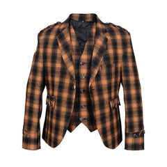 Pro Black And Orange Tweed Argyll Jacket & Vest