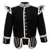 Black Fancy Pipe Band Doublet With Silver Braid Trim