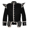 Black Pipe Band Doublet With Silver Braid Trim