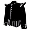 Black Pipe Band Doublet With White Piping Trim