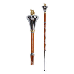 Drum Major Mace Chrome Flat Head With Gold Lion And Crown