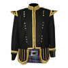 Black Fancy Pipe Band Doublet With Gold Braid And Trim