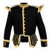 Fancy Black Pipe Band Doublet With Gold Braid White Piping Trim
