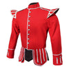 Red Pipe Band Doublet With Silver Braid Trim
