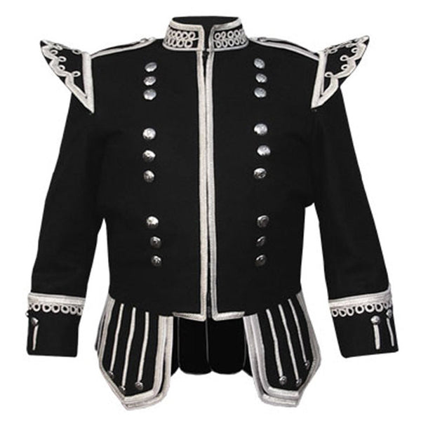 proscottish-llc-black-fancy-pipe-band-doublet-with-silver-braid-trim-zip-closure
